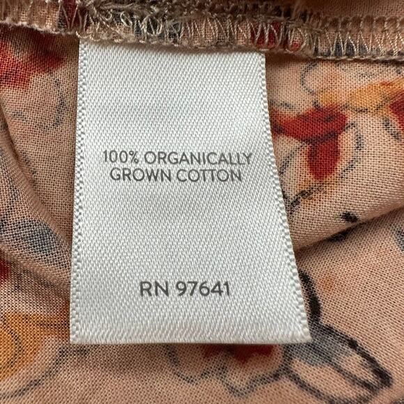 J Jill Purejill Top Womens Extra Large Tan Floral Organic Cotton Oversized Boho - Picture 8 of 13